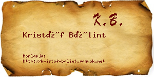 Kristóf Bálint névjegykártya